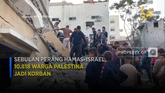 Israel Menyerang Palestina, 10.818 Warga Palestina Tewas dalam Sebulan