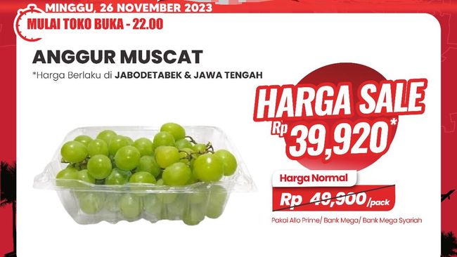 Diskon Besar Anggur Muscat Viral di Transmart, Buruan Datang Besok!