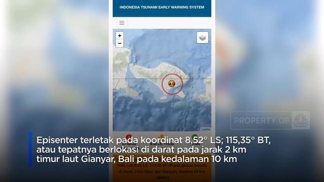 Guncangan Gempa M 4,9 Goyang Gianyar Bali, Dirasakan Hingga ke Lombok Timur.